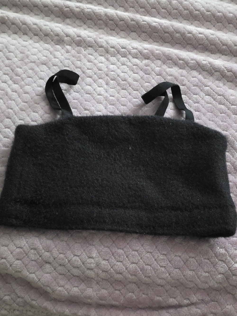 Gymshark Black Fuzzy Bandeau Crop Top